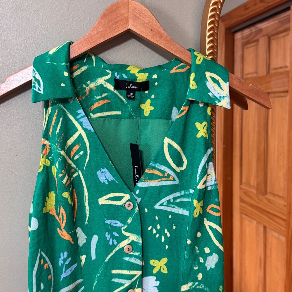 Lulu's Green Floral Print Sleeveless Mini Dress - Picture 3 of 9